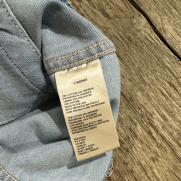 L’Agence Janelle Slim Raw Edge Denim Jacket. - Picture 9 of 11
